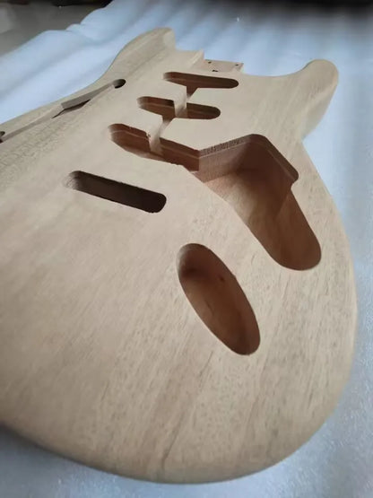 DIY Semi-finished Hollow Body, Unfinished Mahogany Wood Electric Guitar with F Hole