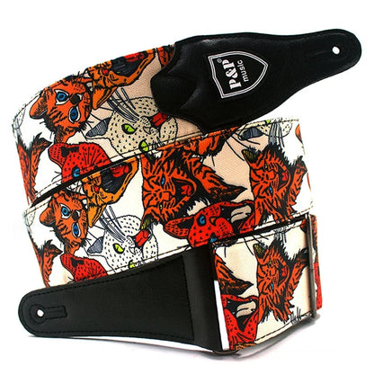P&P Adjustable Embroidered Cotton Guitar Strap