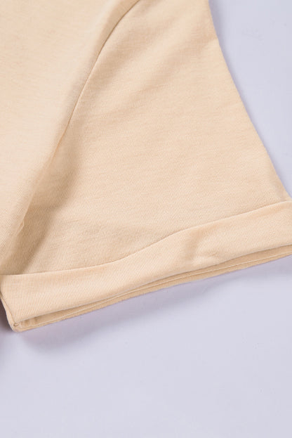 Green Plain Solid Color Crew Neck Tee