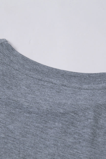 Green Plain Solid Color Crew Neck Tee