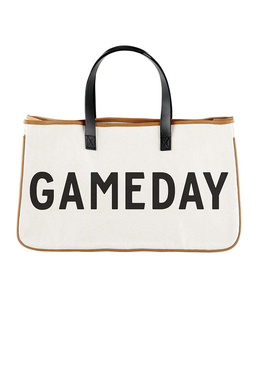 White Game Day Large Canvas Tote Bag