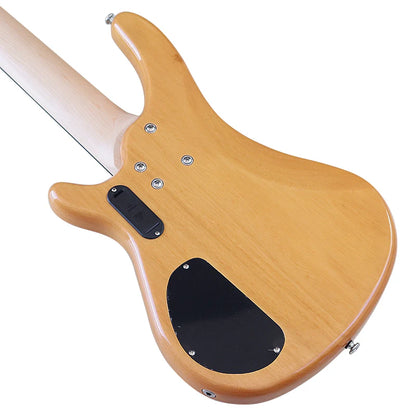High Gloss Natural Electric Bass Guitar 5 String 43 Inch, Solid Bassood Body