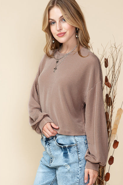 Black Casual Cording Drop Shoulder Puff Sleeve Blouse