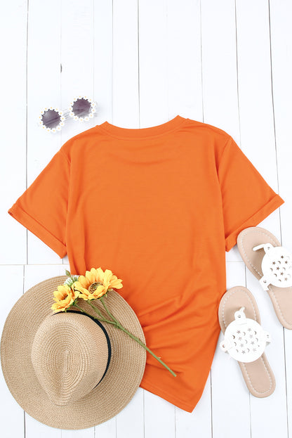 Green Plain Solid Color Crew Neck Tee