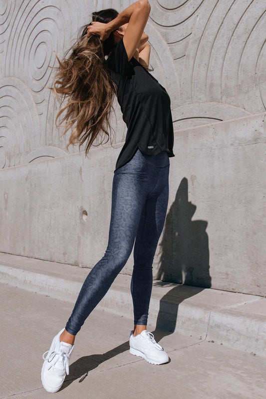 Black Leopard Wide Waistband Leggings