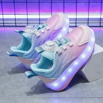 Kids USB Rechargeable Luminous Roller Skate Shoes - 2 Wheels (Heelys)
