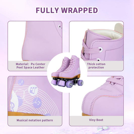 Kids Roller Skate Shoes Double-Row Flashing 4 Wheels Skates Women Adult Girls Beginners Indoor Outdoor Skating Training Sneakers