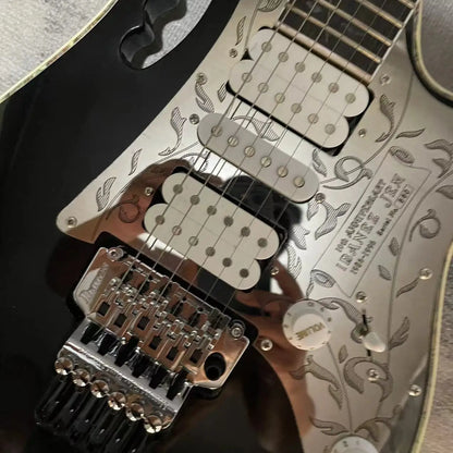 Black & Floral Metal 6 String Electric Guitar