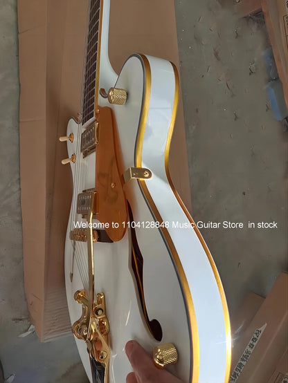 Semi-hollow 6 String Mahogany Jazz Electric Guitar (Double Output, Large Tremolo Bridge)