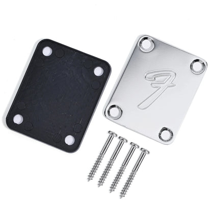Vintage-Style Electric Guitar Neck Plate With Screws (Fits Most Guitars)
