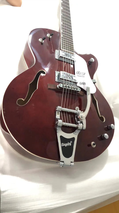 f  Hole Semi Hollow Electric Guitar Chrome Hardware