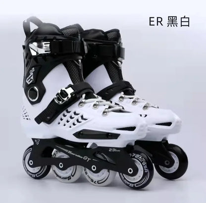 Outdoor Flat 4 Wheel Inline Free Skate Roller Blades - Aluminum Trucks & PU Wheels