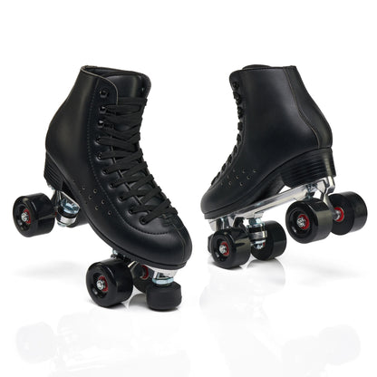 Professional Indoor/Outdoor Quad Roller Skates - Black