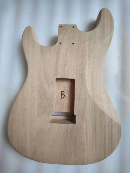 DIY Semi-finished Hollow Body, Unfinished Mahogany Wood Electric Guitar with F Hole