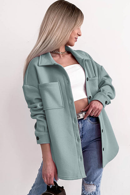 Green Collared Pockets Button Up Jacket