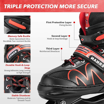 Kids Adjustable 4 Wheel Inline Roller Skate  with Flash Light Up Wheels