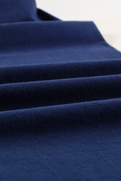 Dark Blue Pocket Drawstring Elastic Waist Straight Leg Pants