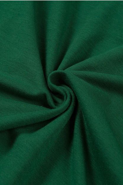Green Plain Solid Color Crew Neck Tee