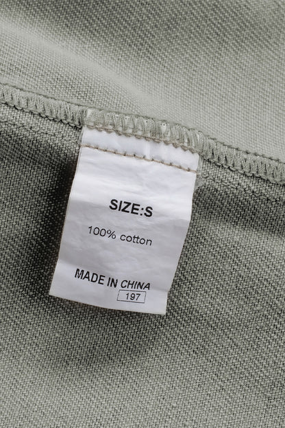 Green Distressed Flap Pockets Frayed Hem Denim Jacket