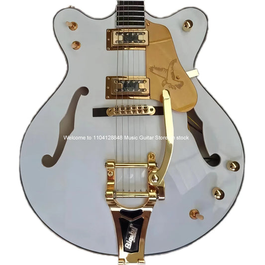 Semi-hollow 6 String Mahogany Jazz Electric Guitar (Double Output, Large Tremolo Bridge)