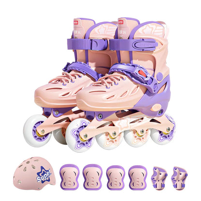Children Inline Roller Skates Set (With Protective Wear)