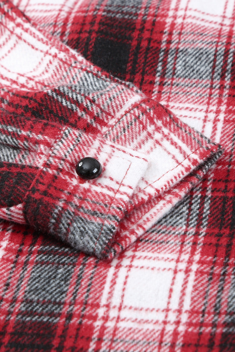 Black Button Up Collared Plaid Shacket