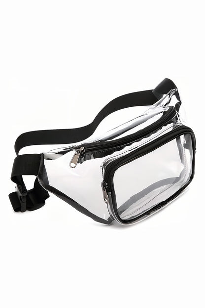 Black Adjustable Strap Clear PVC Waist Bag
