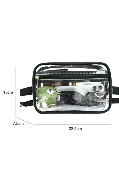Sky Blue Clear PVC Adjustable Strap Crossbody Bag