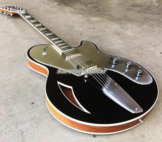 Rare Josh Homme Queens Stone Sunburst Jazz Electric Guitar Ave Semi Hollow Body Grover Imperial Tuners Aluminum Pickguard