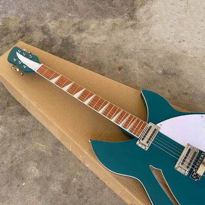 Metallic Turquoise Blue 360 6 String Semi Hollow Body Electric Guitar (R Shaped Tailpiece, Rosewood Fretboard)