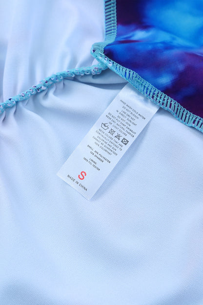 Light Blue Tie-dye Print Booty Yoga Shorts