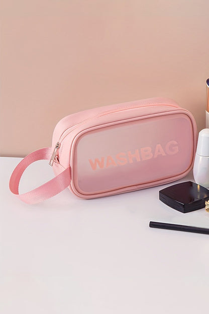 Black WASHBAG Print Clear Frosted Waterproof Bag Set