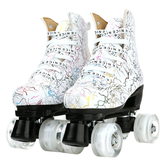 Wavy PU Quads Roller Skate Shoes