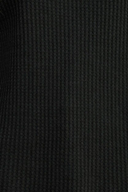 Black Crew Neck Ribbed Trim Knit Long Sleeve Top