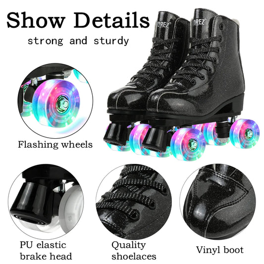 Kids Flashing Quad Dance Roller Skates with Flashing Wheels