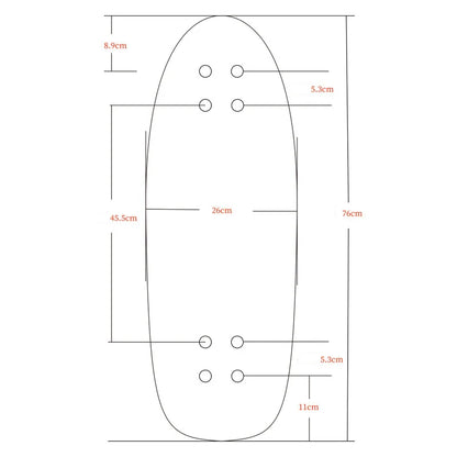 30 Inch 7-Tier Maple Board Cruiser Surf Skate Deck  76X26CM