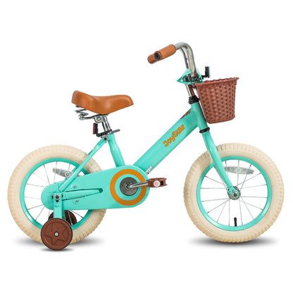 JOYSTAR 12 14 16 18 Inch Kids Bike with Basket and Training Wheels for 2-9 Years Old Girls Boys Bicycle Green Beige Pink