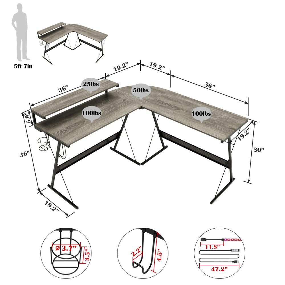 L Shaped Led Gaming Desk