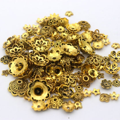 Mixed Tibetan Antique Silver Color Flower Bead End Caps (150pcs)