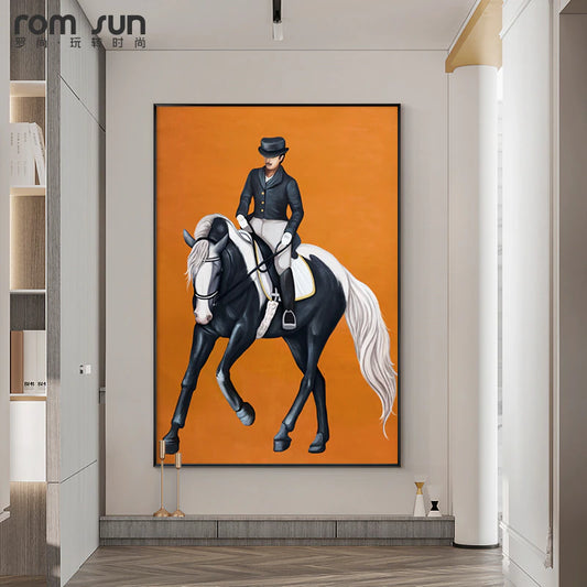 Modern Horse Riding Canvas Painting Posters and Print Nordic Art Wall Rider Pictures for Living Room Bedroom Aisle Home Decor