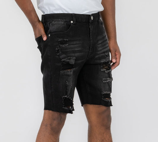 Mens Distressed Denim Shorts