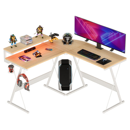 L Shaped With Round Corner Large Monitor Stand Workstation Computer Desk