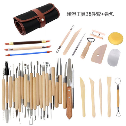 43Pcs Double Sided Ceramic Clay Carving Tool Set With Carrying Case