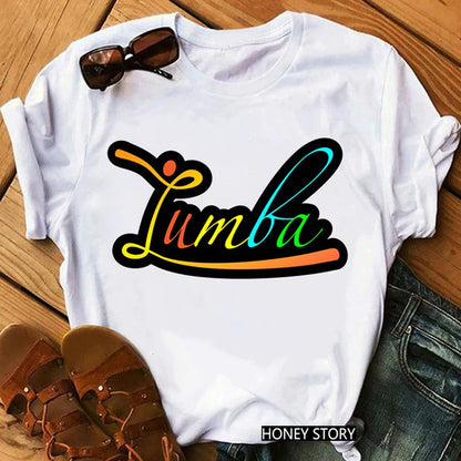 Summer Fashion Zumba Black Tshirt Women'S Clothing Fitness Dance Graphic Tees Shirt Femme Lover Sport Gymnastics T-Shirt Female
