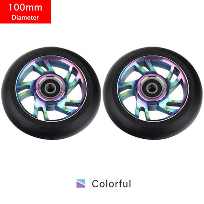 100Mm Scooter Wheels Replacement with Bearings Aluminum Wear-Resistant PU Stunt Scooter Parts Kick Scooter Accessories 2Pcs/Set