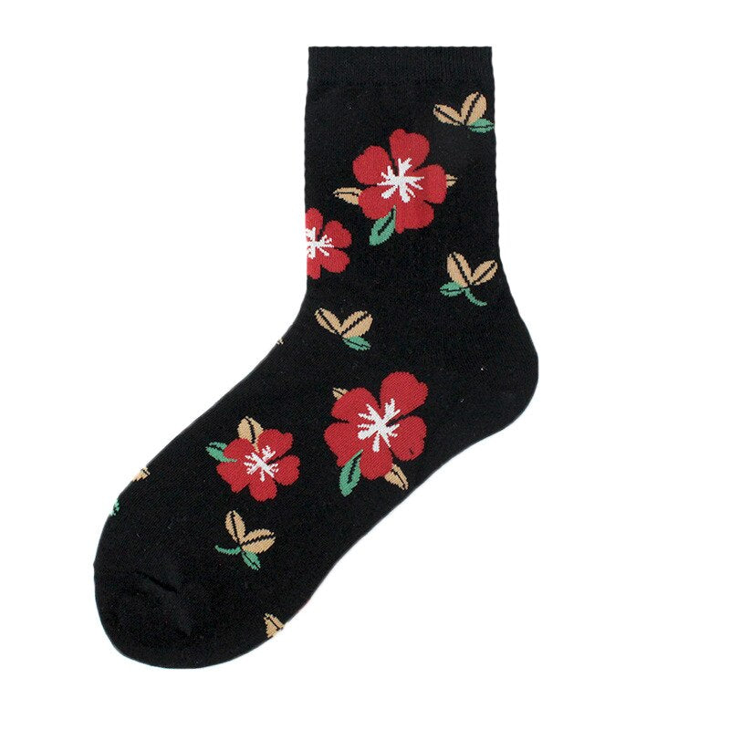 Plant Wind Dandelion Sunflower Flower Cotton Socks Creative Rose Skate Casual Women Streetwear Funny Kawaii Short Happy Socks