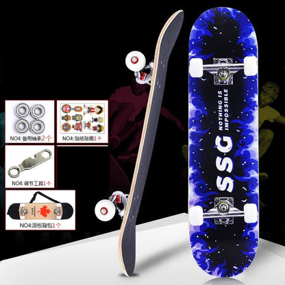 Skateboarders 79Cm/31" Beginner Adult Kids Maple Complete Skate Board Cool Double Rocker Skateboard High Speed Drift Skateboard