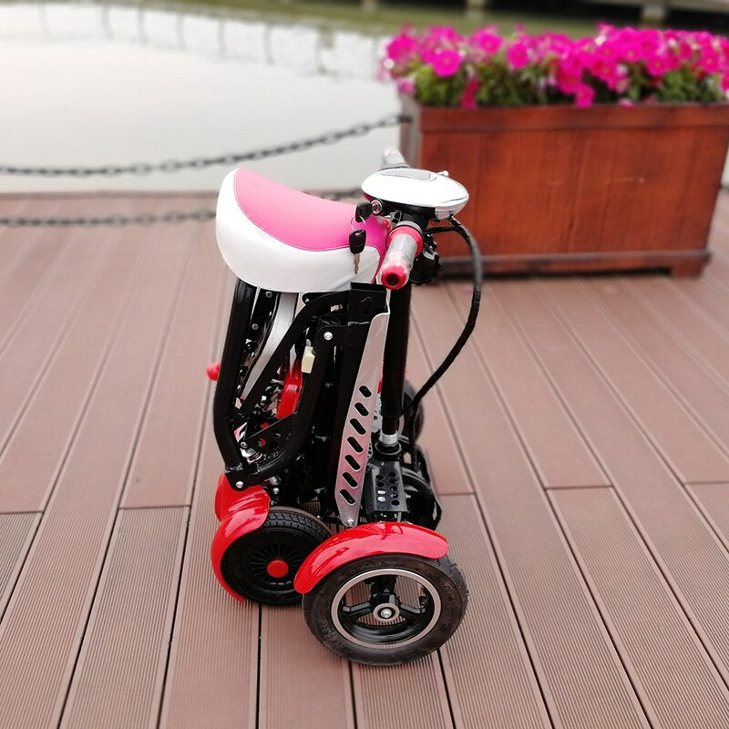 Factory Offer CE Certified Electric Folding Quad Vehicle Scooter Well Appointed Stable Suitable for Kids, Adults and the Elderly