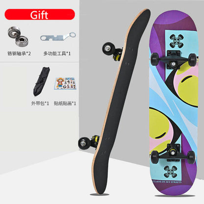 Skateboarders 79Cm/31" Beginner Adult Kids Maple Complete Skate Board Cool Double Rocker Skateboard High Speed Drift Skateboard