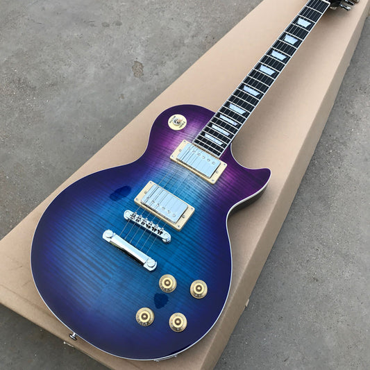 Free Delivery, Various Colors, Tiger Maple Top Electric Guitar, Silver Hardware Guitar